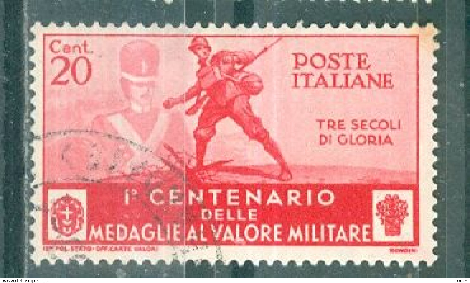 ITALIE - N°348 Oblitéré - Centenaire De L'institution De La Médaille à La Valeur Militaire. Sujets Divers. - Used