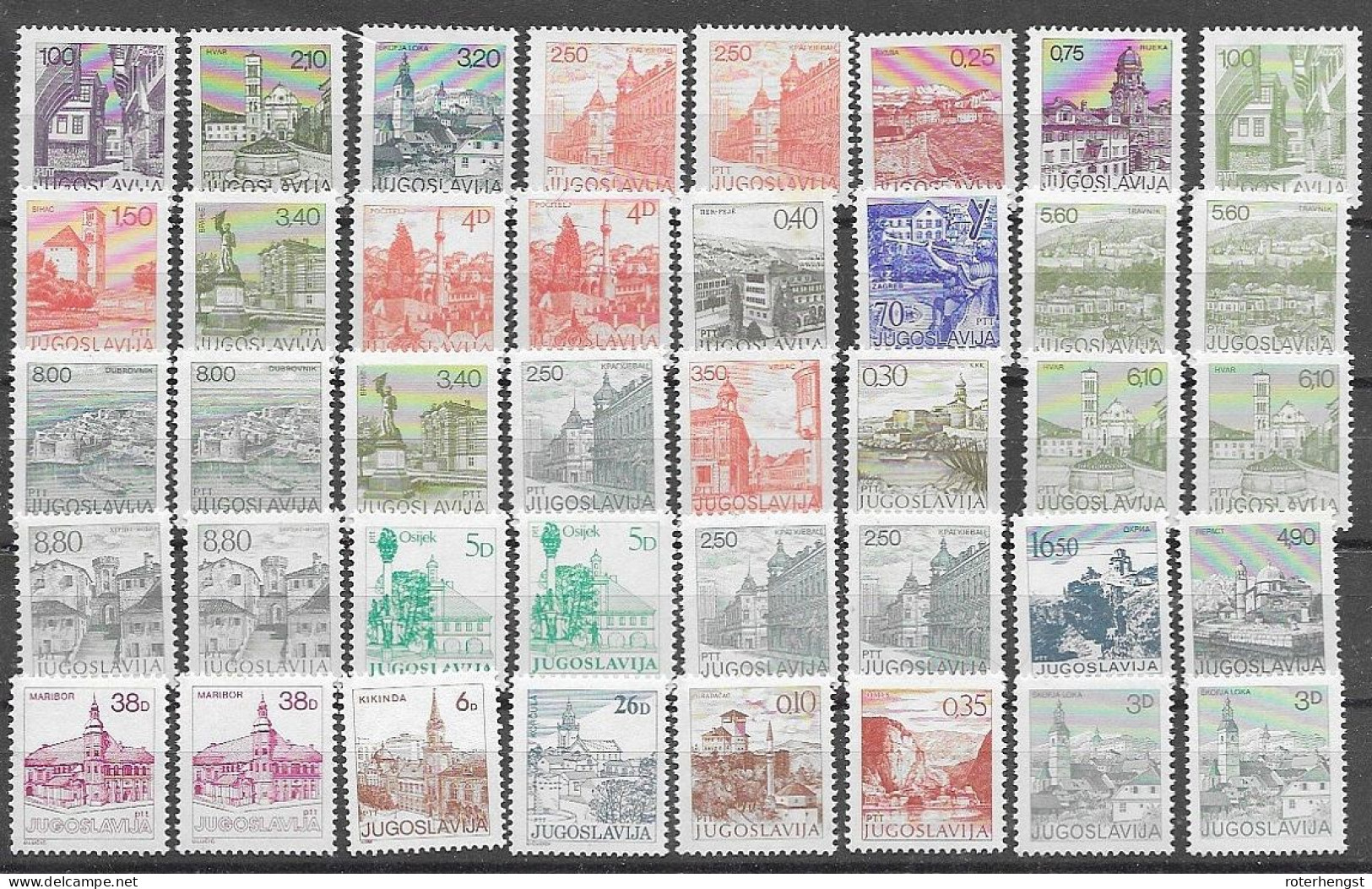 Yugoslavia Mnh ** 40 Definitve Stamps All Different - Ungebraucht