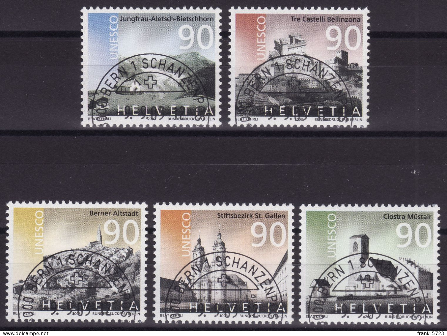 Schweiz: Satz SBK-Nr. 1096-1100 (UNESCO - Welterbe Der Schweiz 2003) ET-gestempelt - Used Stamps