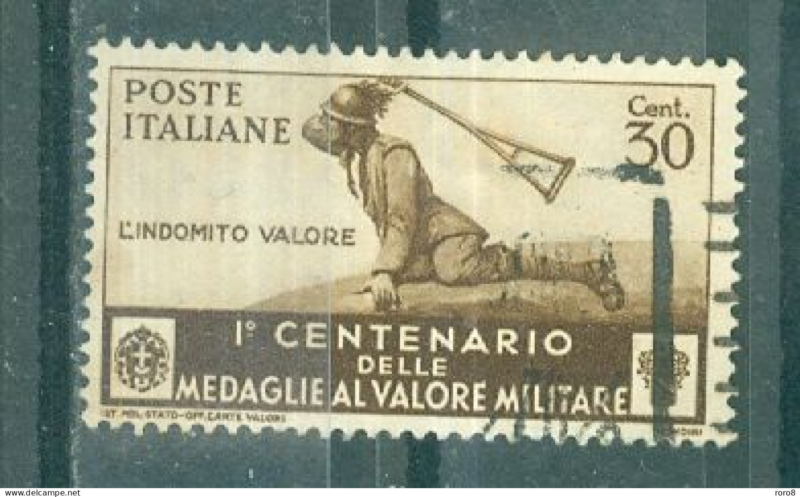 ITALIE - N°350 Oblitéré - Centenaire De L'institution De La Médaille à La Valeur Militaire. Sujets Divers. - Used