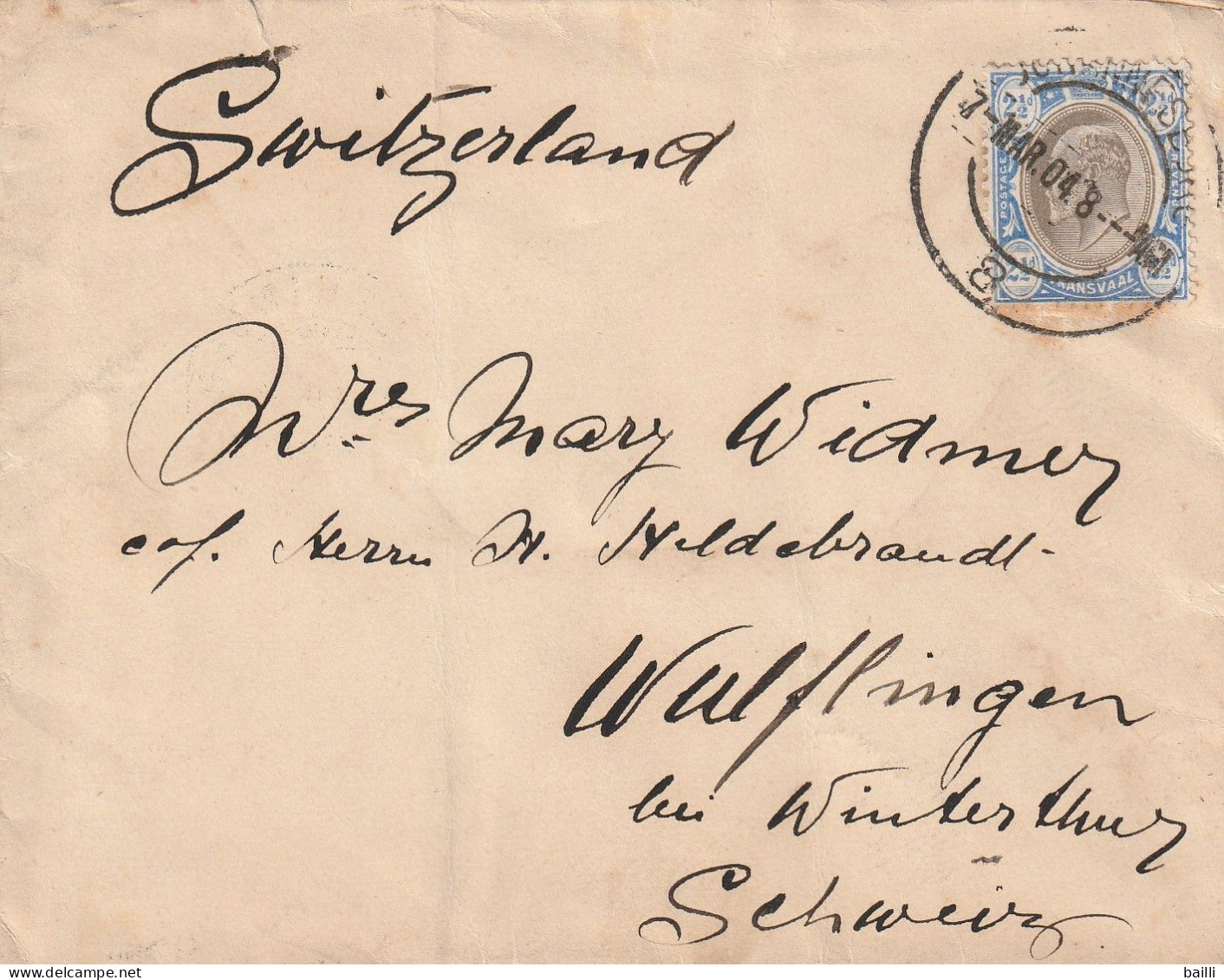 Transvaal Lettre Pour La Suisse 1904 - Transvaal (1870-1909)