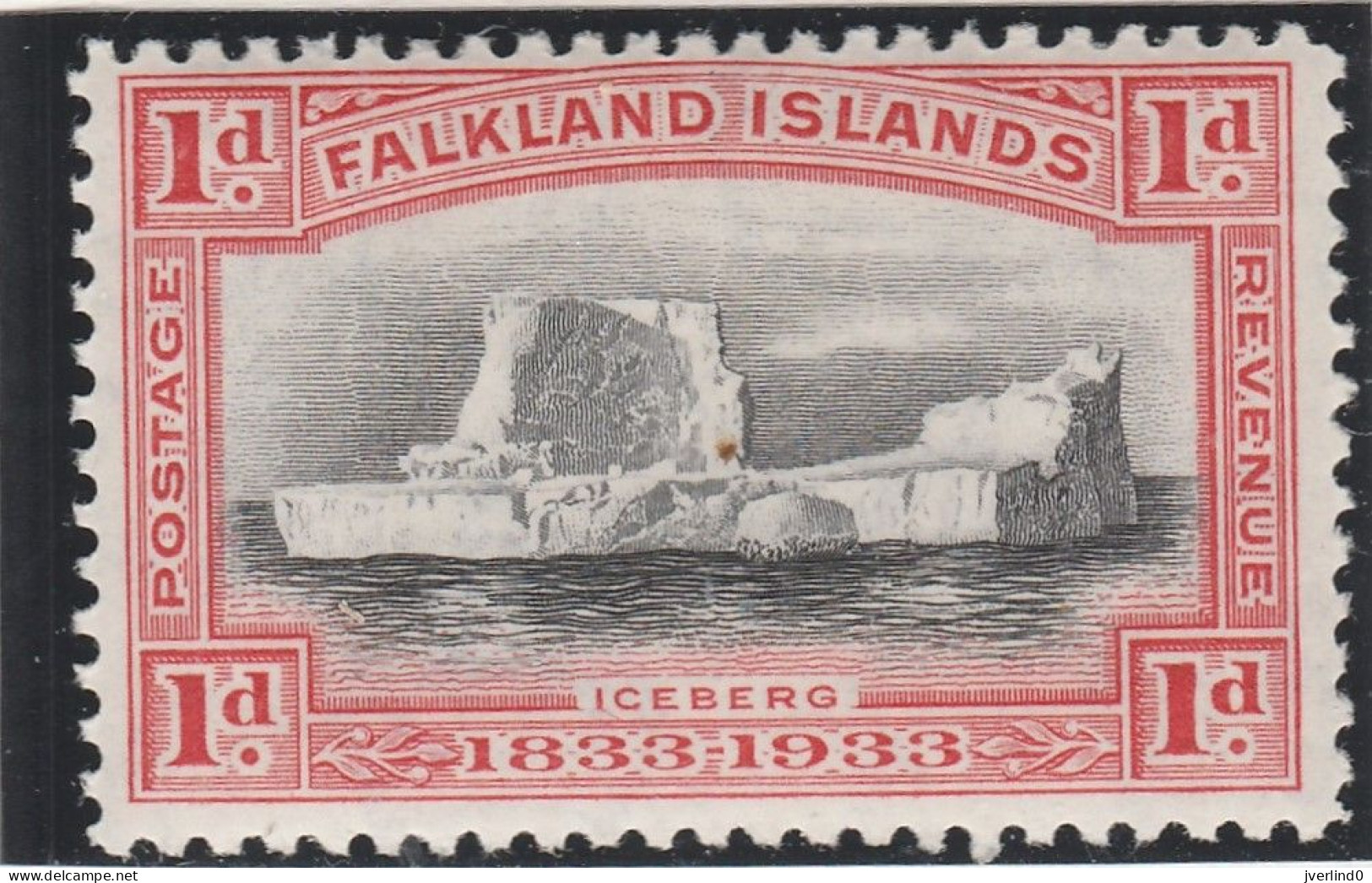 Falkland Islands 1933 1d Centenary Of British Administration SG128 MNM Iceberg - Falklandeilanden