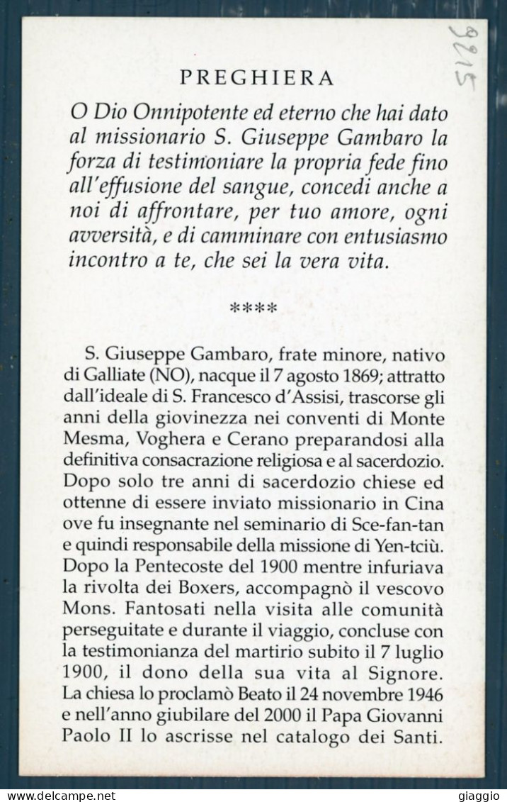 °°° Santino N. 9215 - S. Giuseppe Maria Gambaro - Cartoncino °°° - Religion &  Esoterik