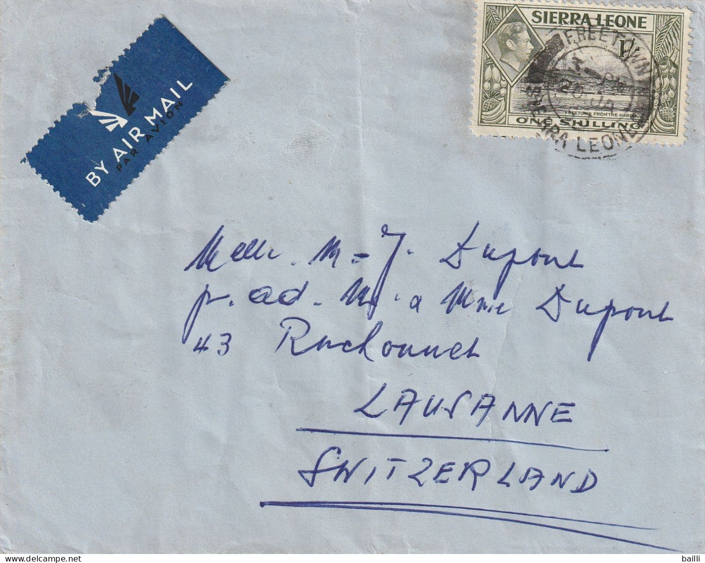 Sierra Leone  Lettre Pour La Suisse 1953 - Sierra Leona (...-1960)