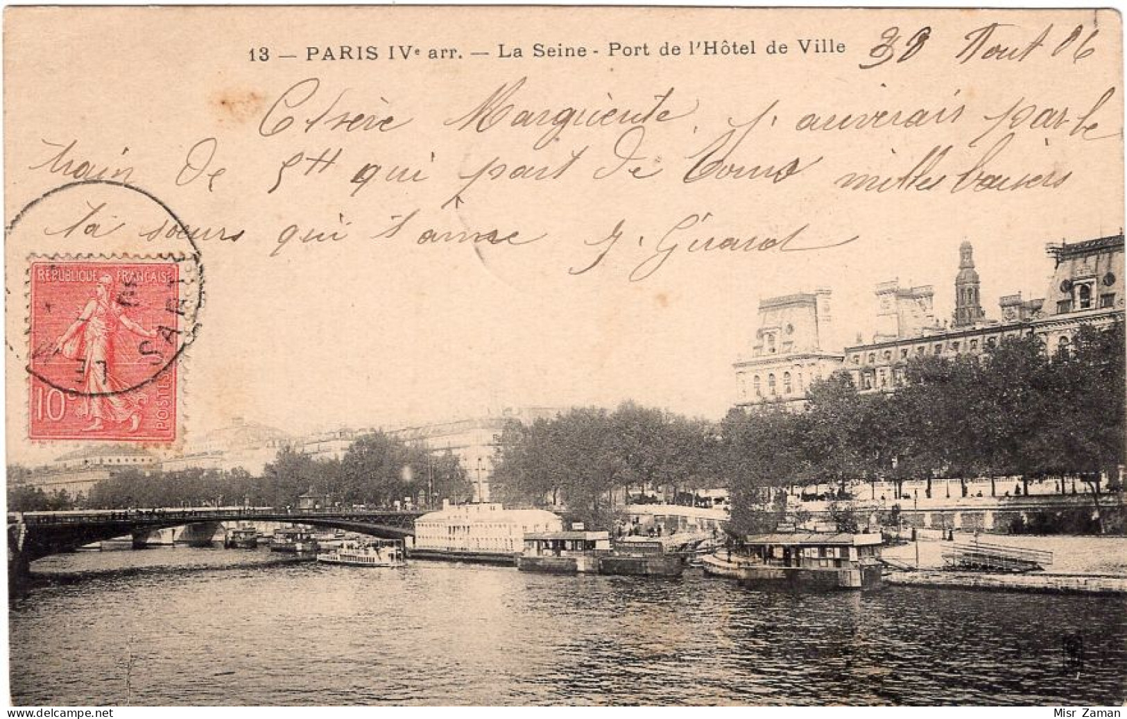 In 6 Languages Read A Story: Paris IVe Arr. La Seine. Port De L'Hôtel De Ville 4th Arrondissement The Seine Of City Hall - Le Anse Della Senna