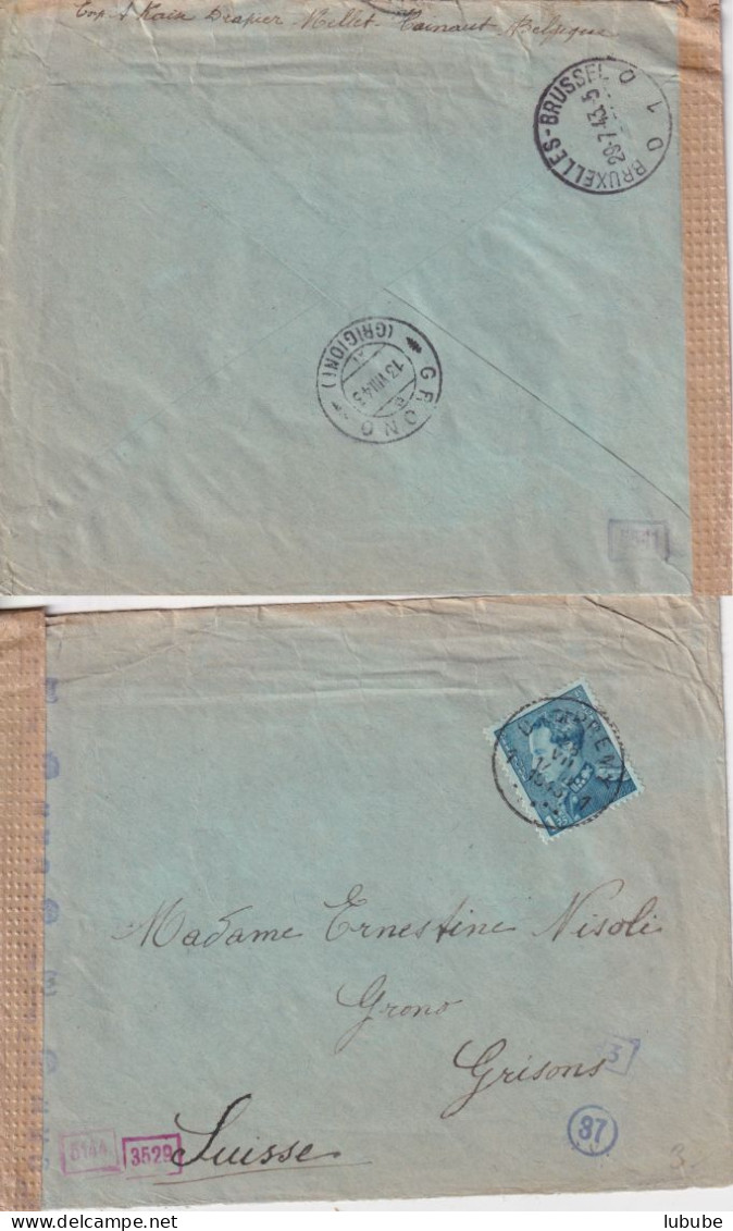 Zensur Brief  Mellet (Damprémy) - Bruxelles - Grono        1943 - Brieven En Documenten