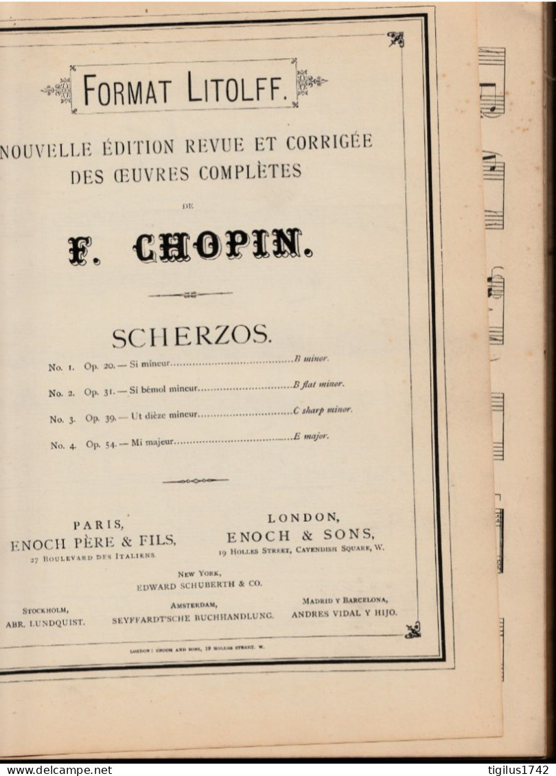 Partitions Musicales. Chopin F. Œuvres Complètes Pour Piano. Second Volume : Préludes, Sonates, Etudes, Scherzos, Rondos - A-C