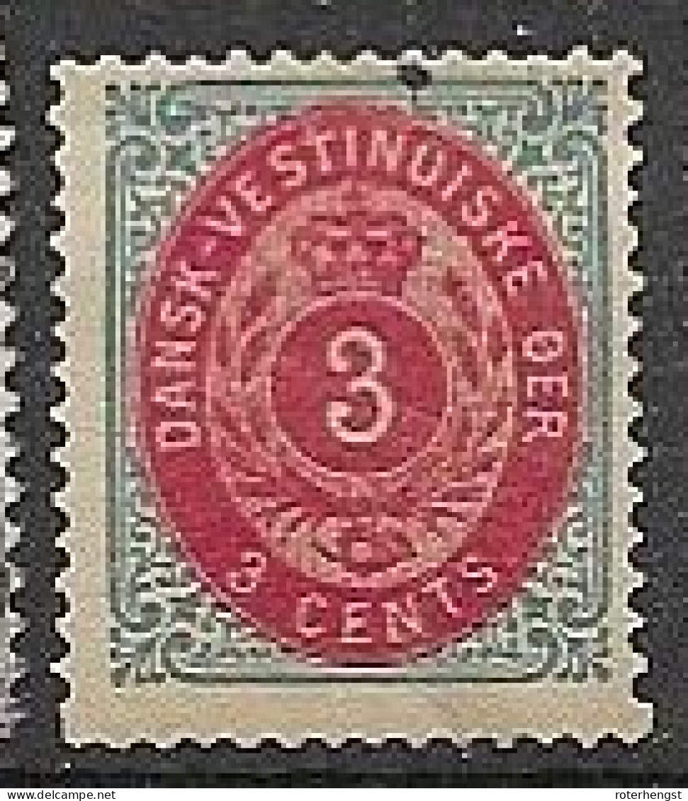 Danish West Indies 1890 25 Euros (dark Spot , See Scan) Inverted Frame - Denmark (West Indies)