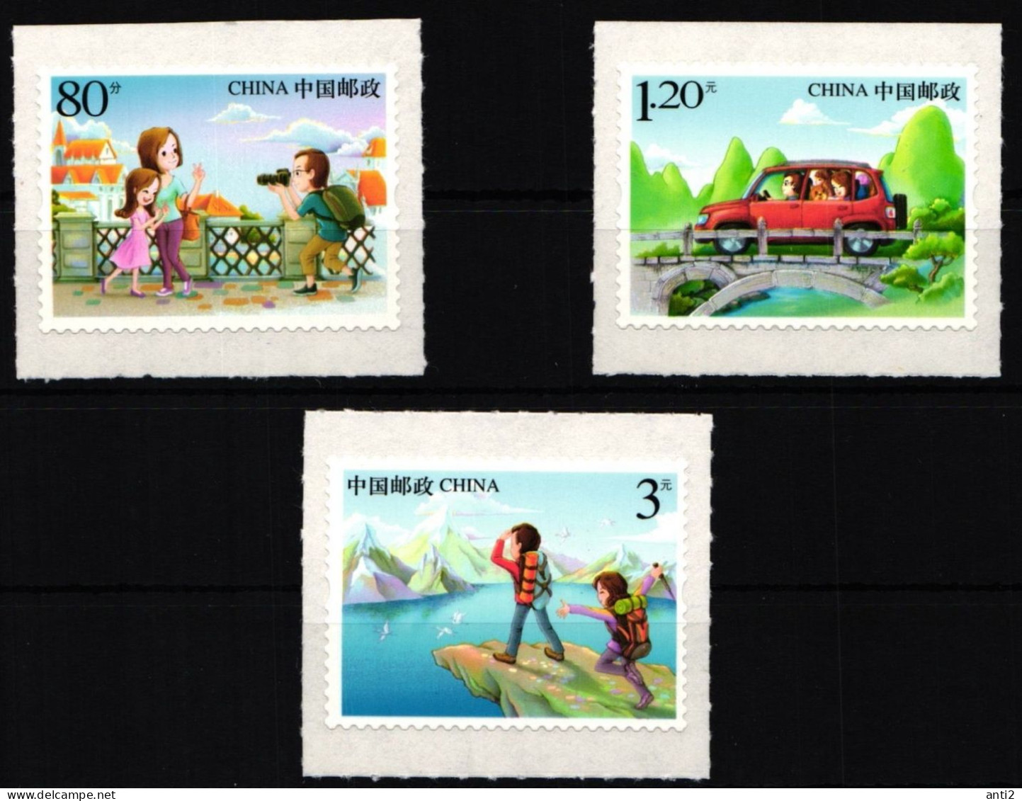 China 2015 Greeting Stamps: Tourism, Photo, Car-15.  Mi 4675-4677  MNH(**) - Gebraucht