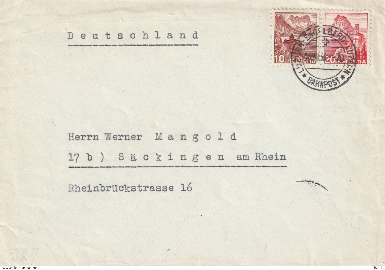 Suisse Cachet Ambulant Luzern - Engelberg - Luzern Sur Lettre Pour L'Allemagne 1936 - Marcophilie