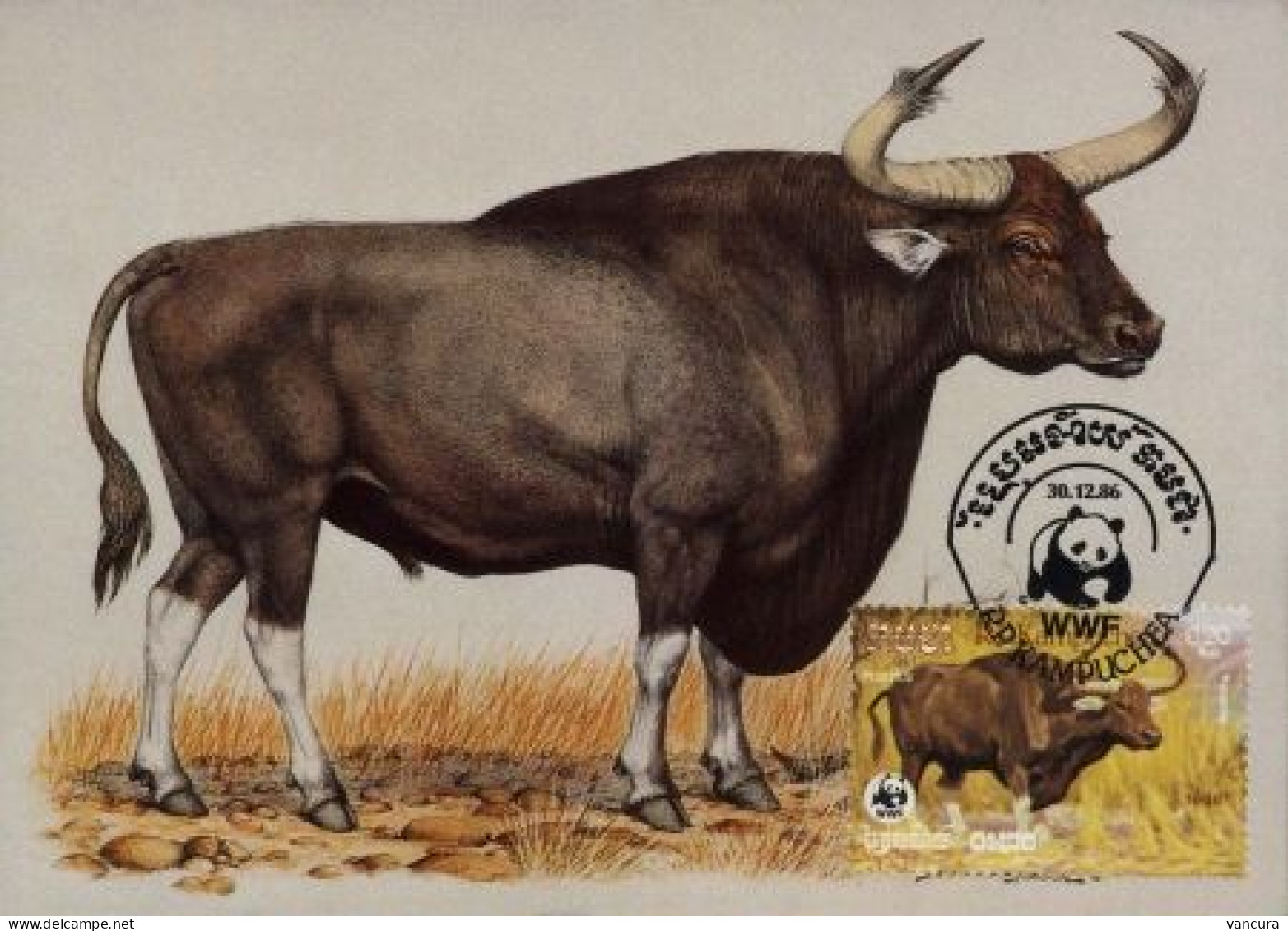 CM Campuchea/WWF 1986 Gaur Banteng Water Buffalo Kouprey - Koeien