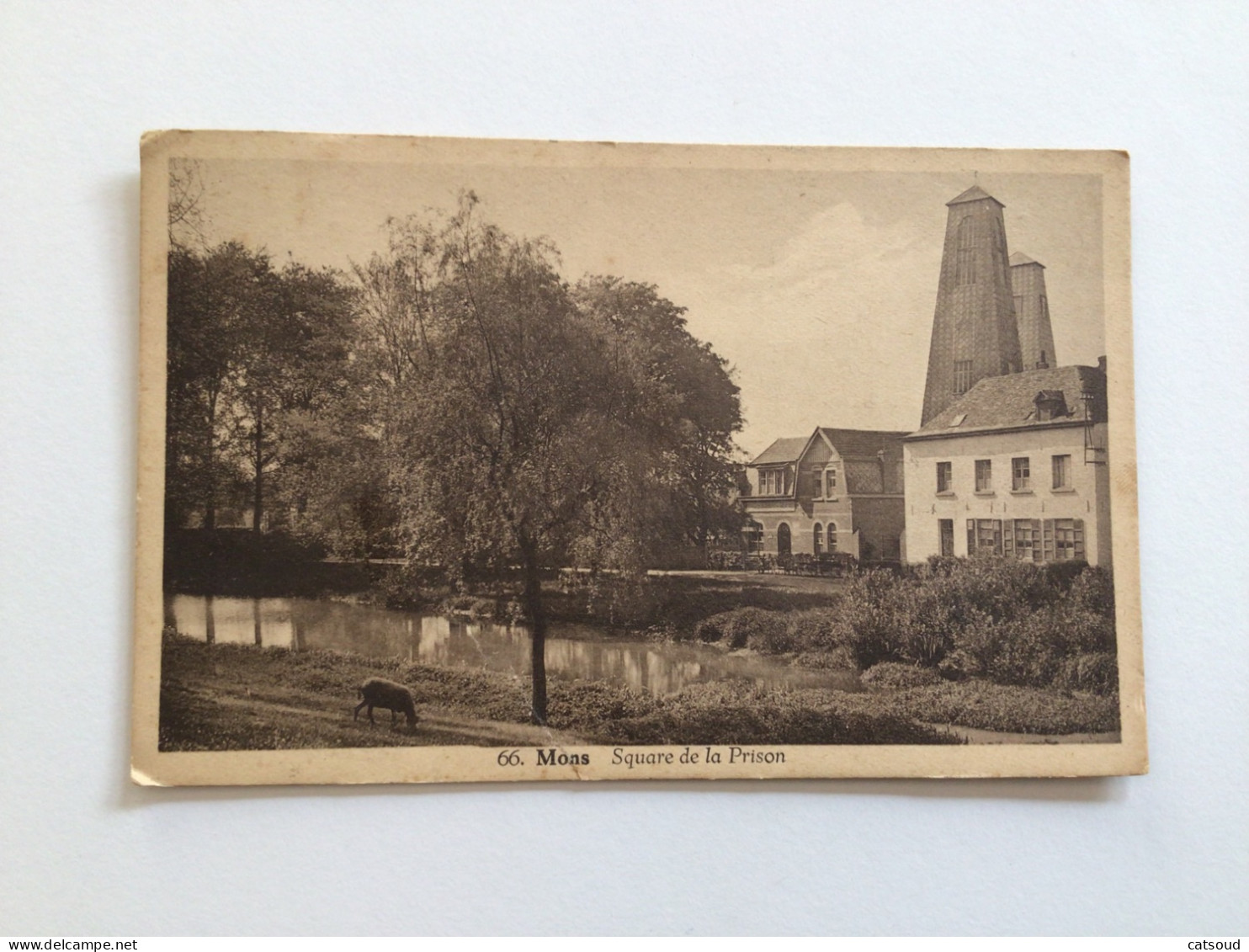 Carte Postale Ancienne (1934) MONS Square De La Prison - Mons