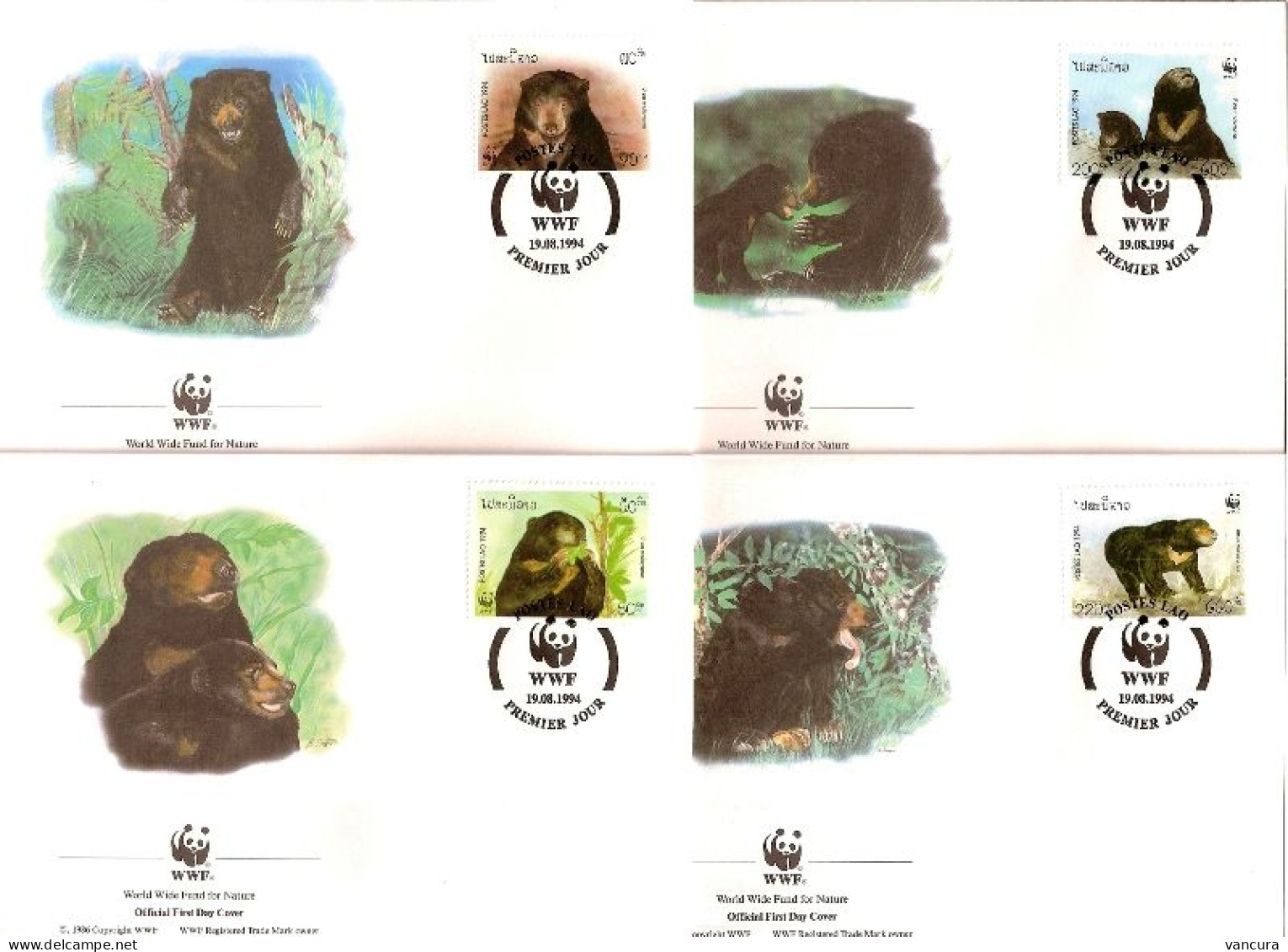 FDC Laos/WWF Protected Bear 1994 - Bären