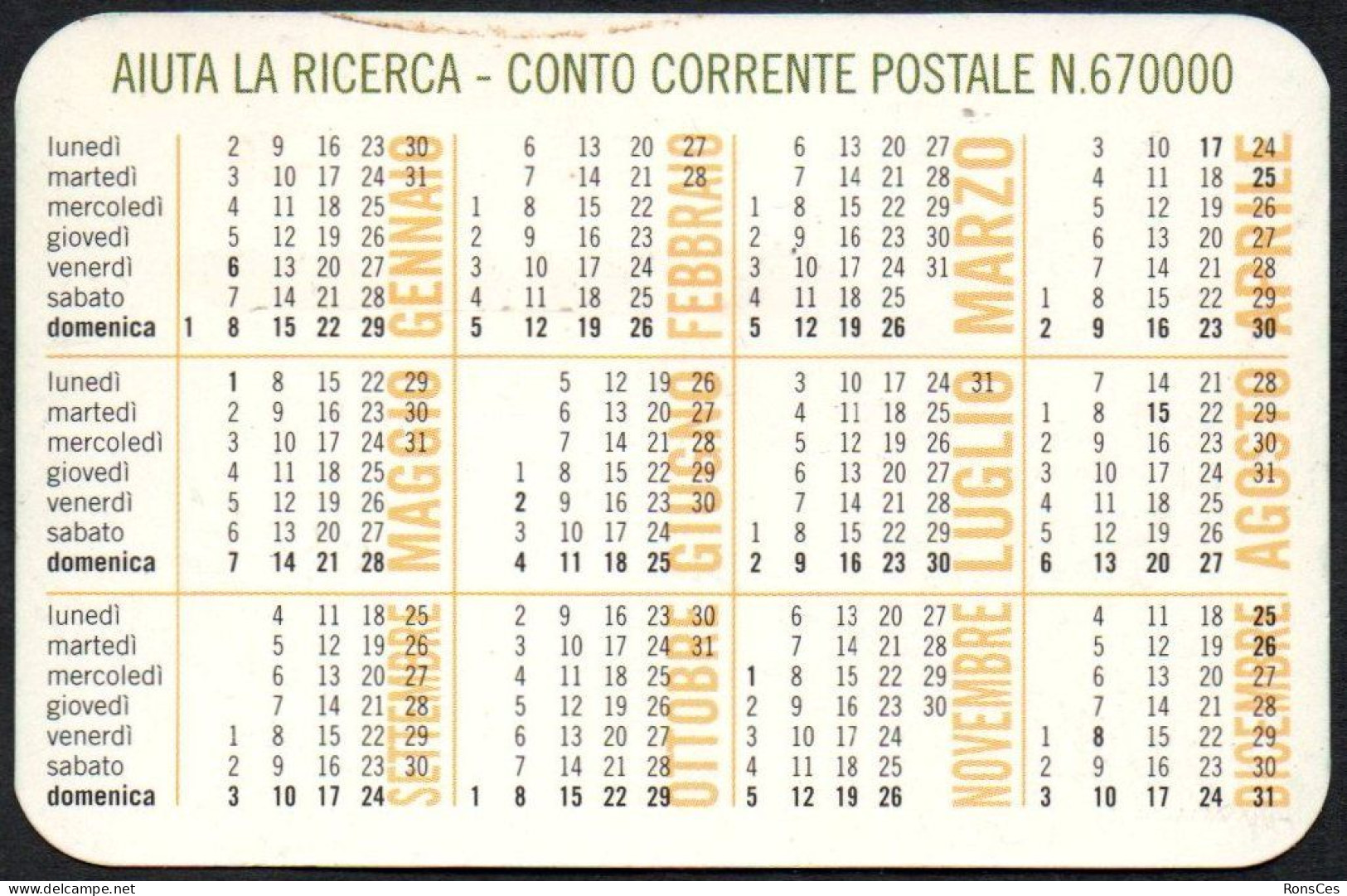 ITALIA 2006 - CALENDARIO TASCABILE - AISM - ASSOCIAZIONE ITALIANA SCLEROSI MULTIPLA - AIUTA LA RICERCA - I - Formato Piccolo : 2001-...