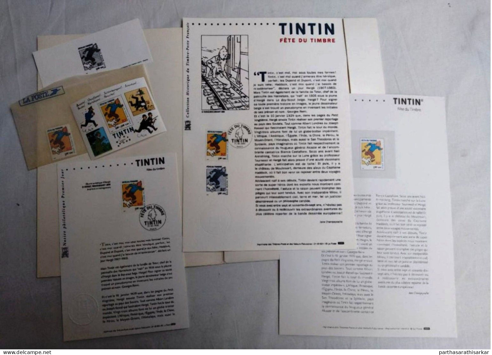 FRANCE 2000 ADVENTURES OF TINTIN OFFICIAL FOLDER (CONTAIN OFFICIAL DOCUMENTS MINIATURE SHEETS STAMPS AND DIE PROOF) MNH - Stripsverhalen