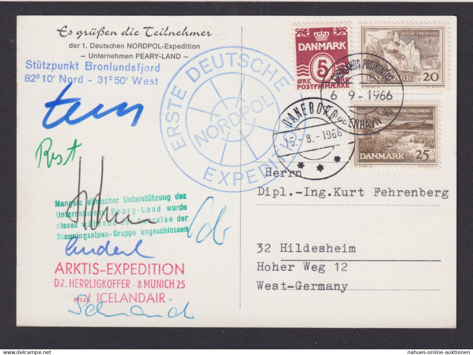 Arktis 1. Deutsche Nordpol Expedition Original Teilnehmer Autographen Autogramme - Lettres & Documents