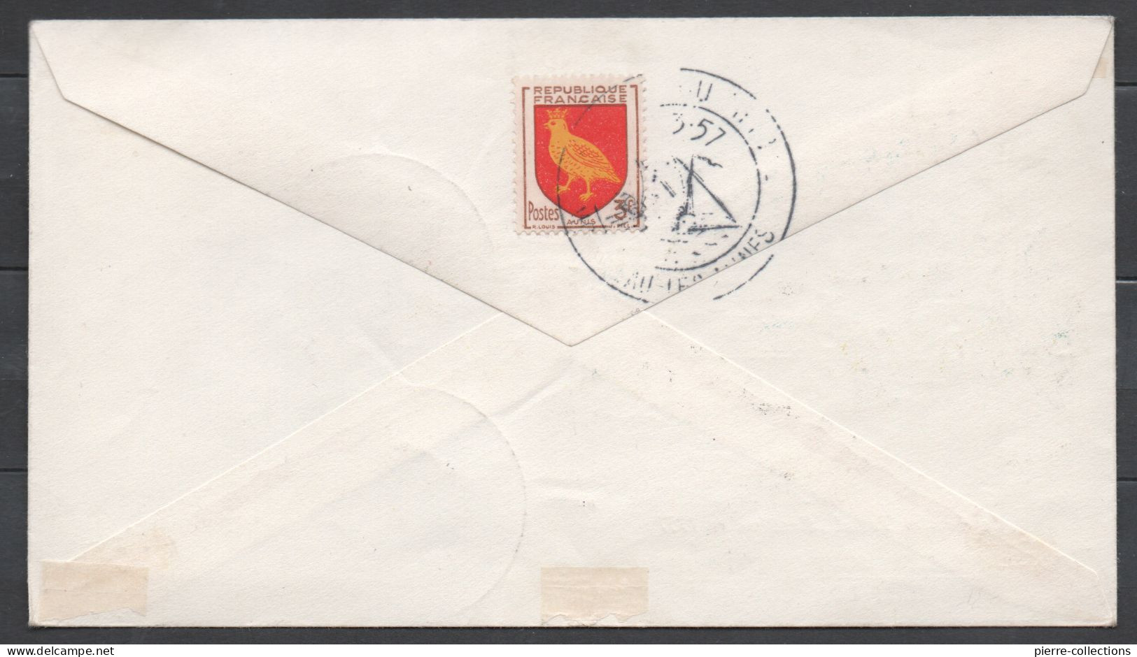 France N° 1093 Oblitéré Sur Enveloppe 1e Jour - Le Service Postal Maritime - Cachet Montceau-les-Mines - Dessin Mazelin - 1950-1959