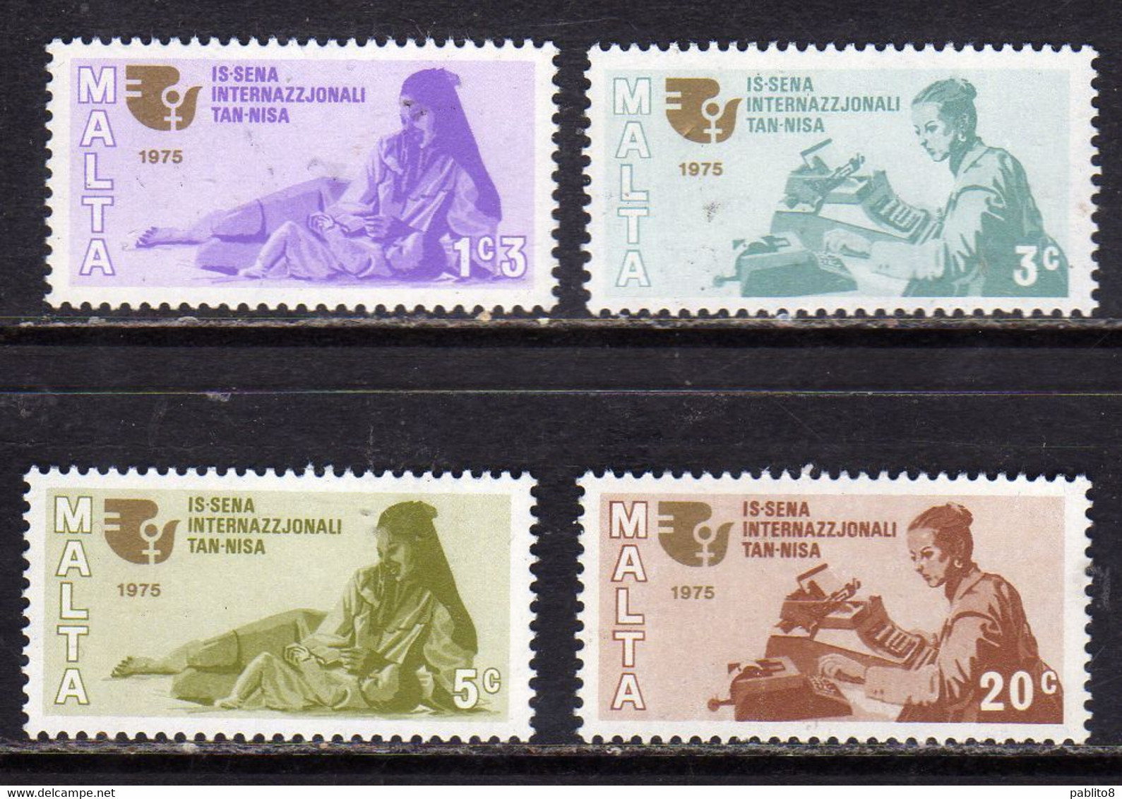 MALTA 1975 IWY INTERNATIONAL WOMEN'S YEAR ANNO INTERNAZIONALE DELLA DONNA COMPLETE SET SERIE COMPLETA MNH - Malta