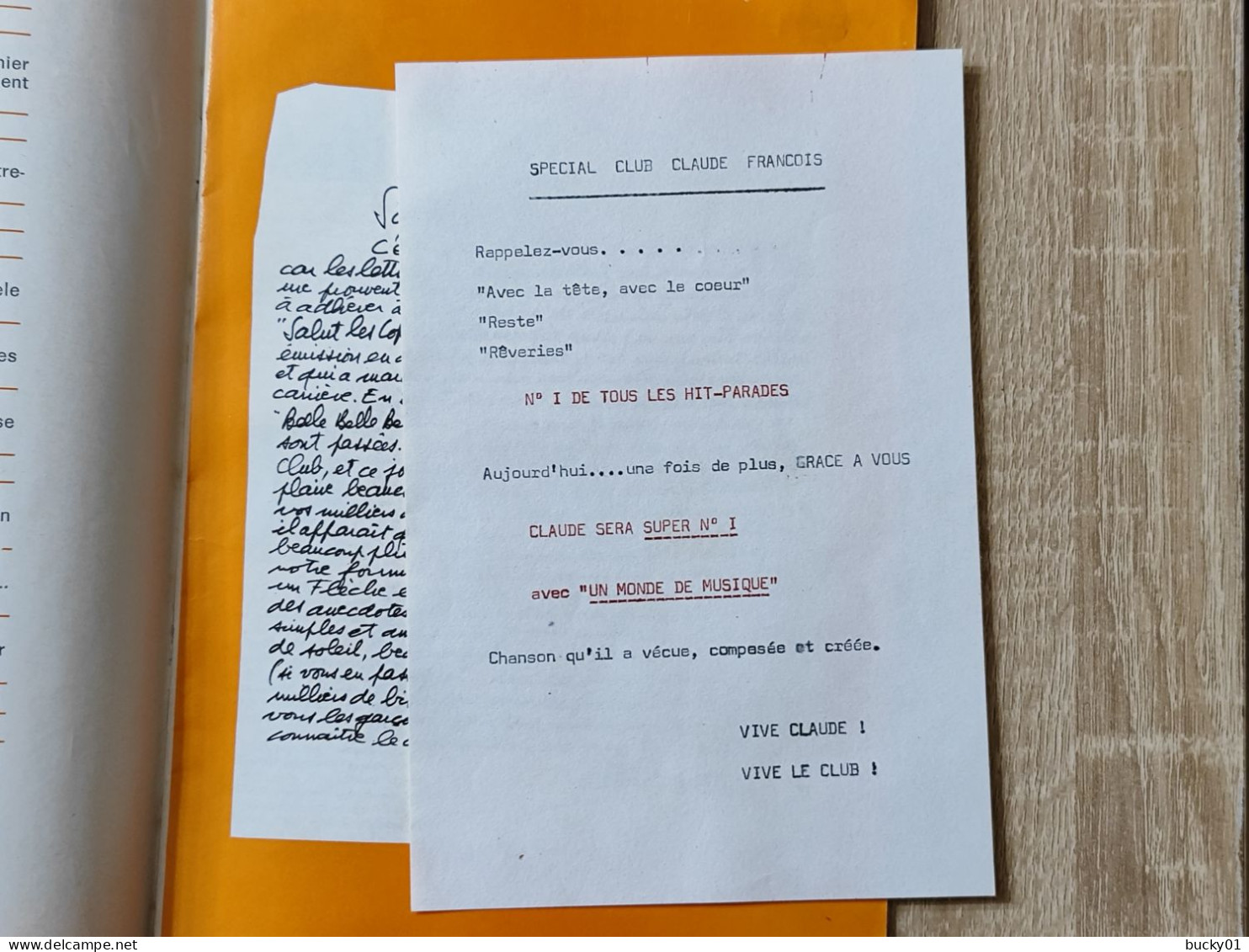 TRES RARE - FLECHE N°3 - LE JOURNAL DE CLAUDE FRANCOIS - 1969 - Música