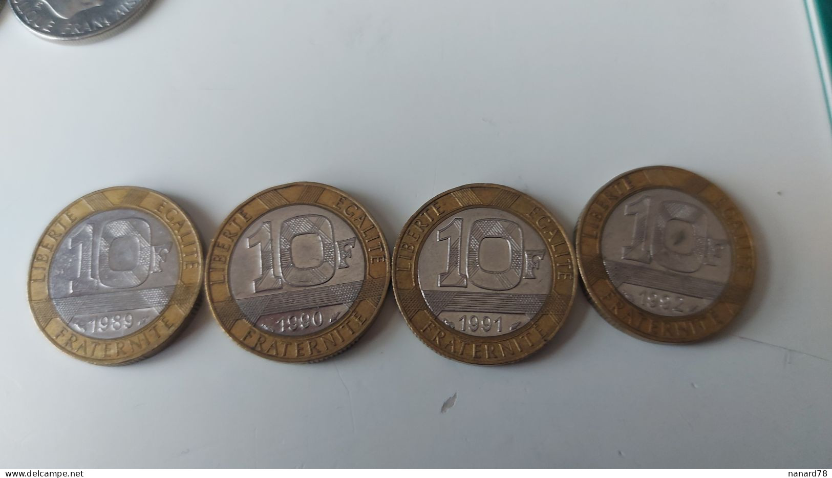 Lot De 4 Pièces De 10 Fr 1989+1990+1991+1992  Génie De La Bastille - Other & Unclassified