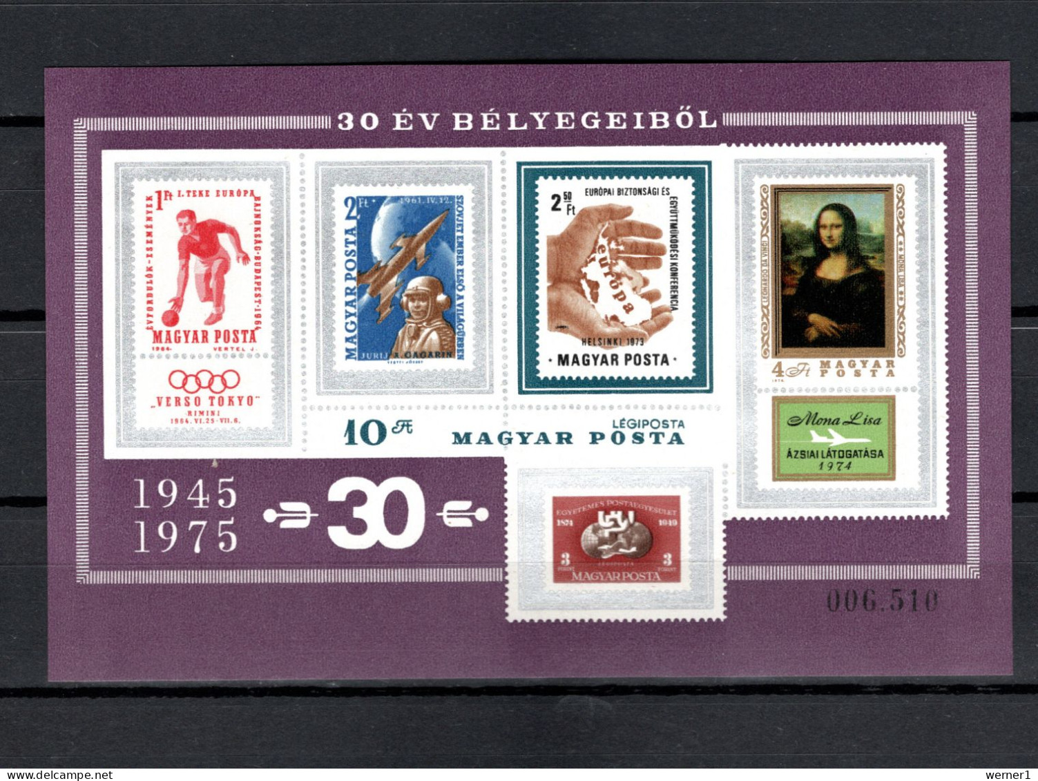 Hungary 1975 Space, Stamps On Stamps, Olympic Games Etc. S/s Violet Imperf. MNH -scarce- - Europe