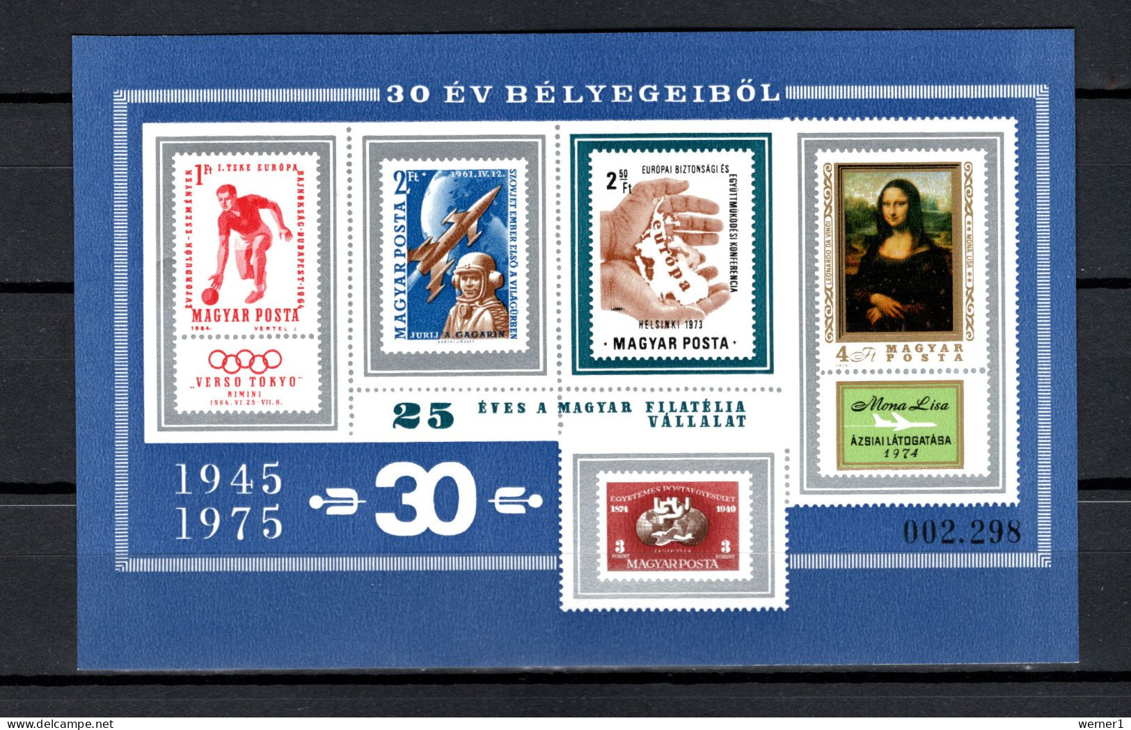 Hungary 1975 Space, Stamps On Stamps, Olympic Games Etc. S/s Blue Imperf. MNH -scarce- - Europe