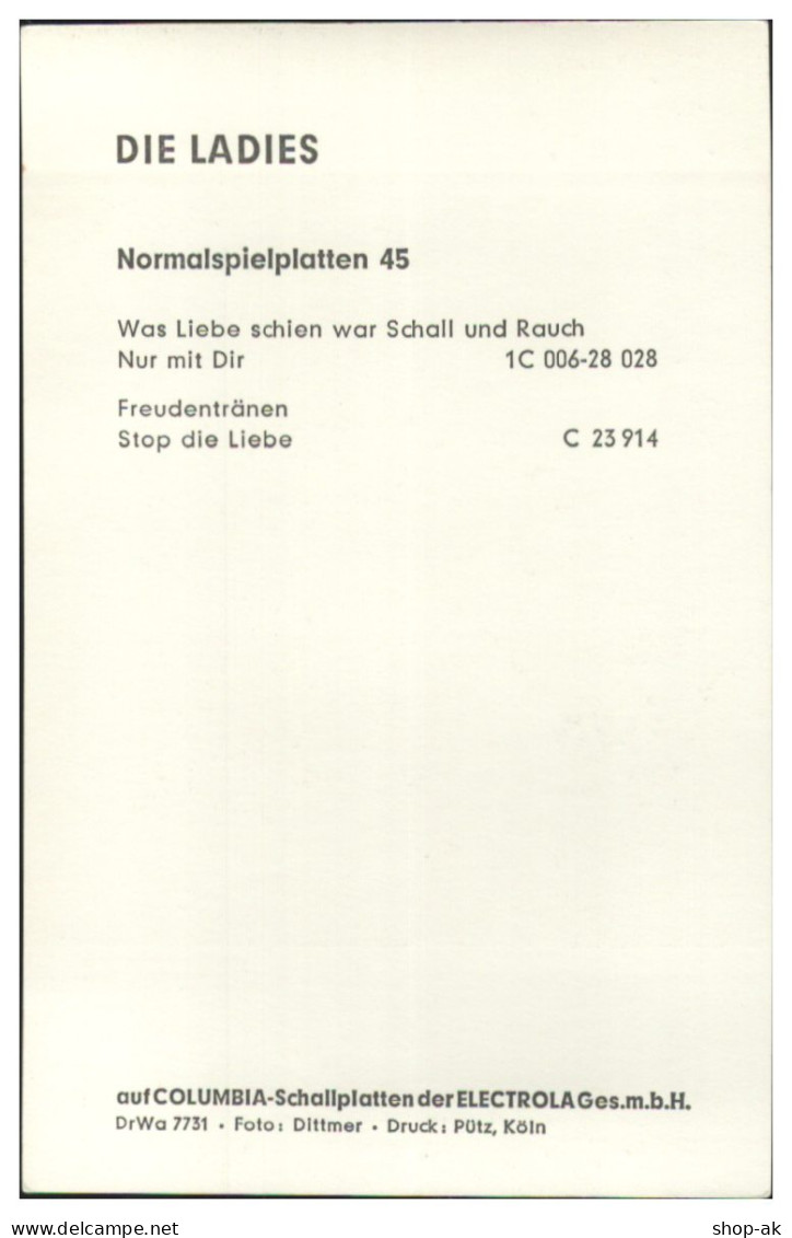 Y28886/ Die Ladies Beat- Popgruppe   EMI-Autogrammkarte 60er Jahre - Chanteurs & Musiciens