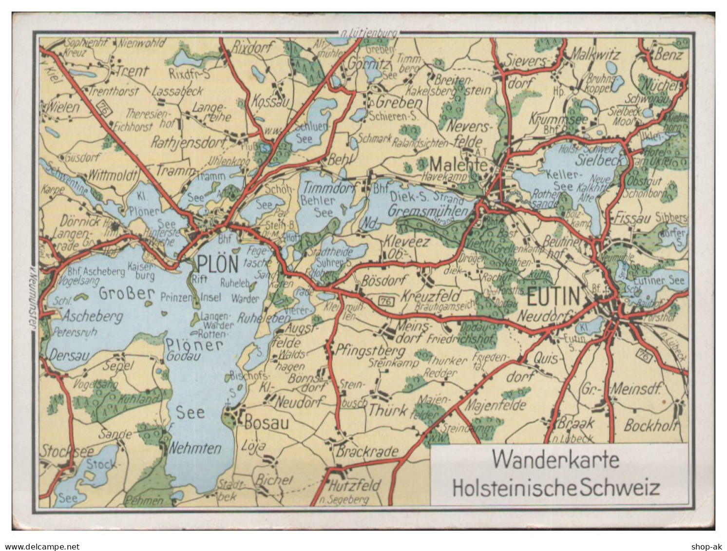 Y28461/ Wanderkarte Holsteinische Schweiz AK   Plön  Eurin Ca.1935 - Carte Geografiche