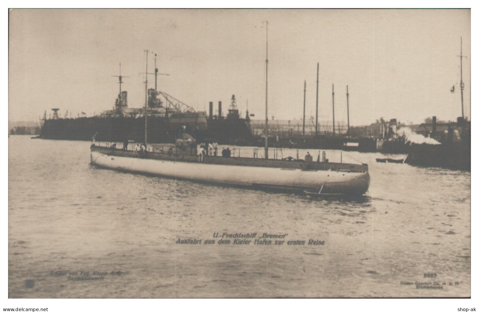 S4575/ U-Boot Frachtschiff Bremen In Kiel  Foto AK Ca.1914 - Sous-marins