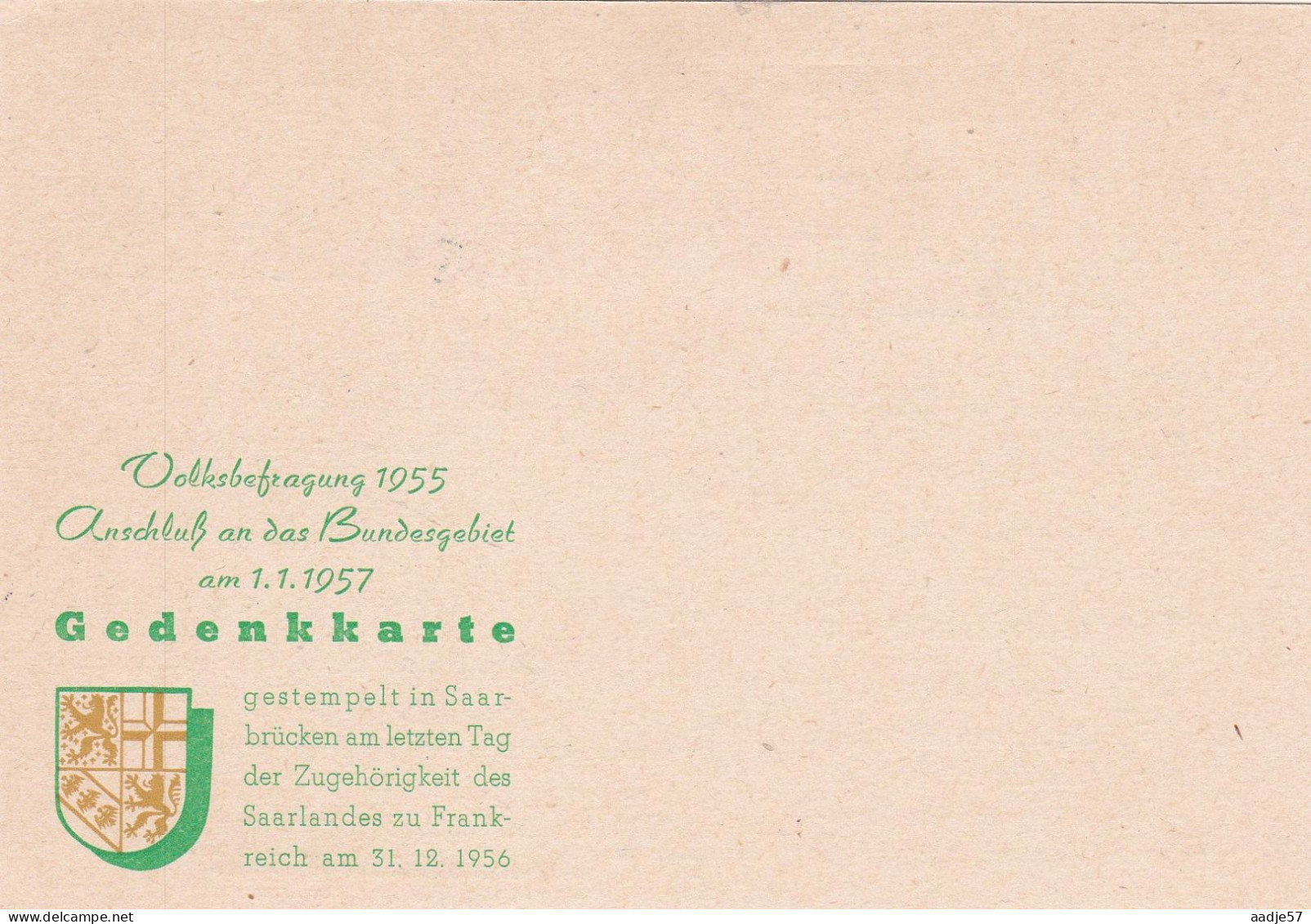 "SAARLAND" 1953, Postkarte Mi. P 41 Gedenkkarte Anschluss An Das Bundesgebiet 31-12-1956 Trainrelated Mi 326 - Entiers Postaux