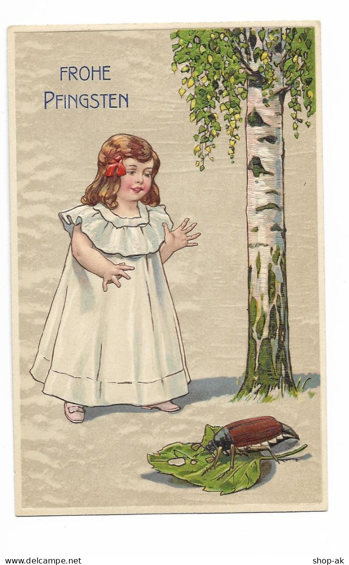 XX18420/ Pfingsten  Mädchen Und Maikäfer Schöne Litho Präge AK Ca.1910 - Pentecôte