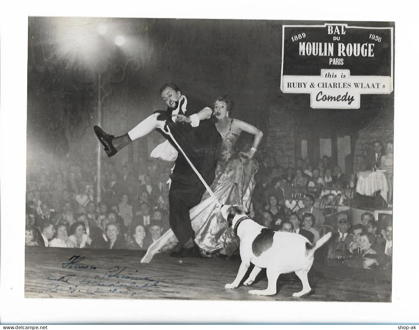 C5203/ Hundedressur Ruby & Cahrles Wlaat Comedy  Moulin Rouge Paris Foto 1956 - Autres & Non Classés