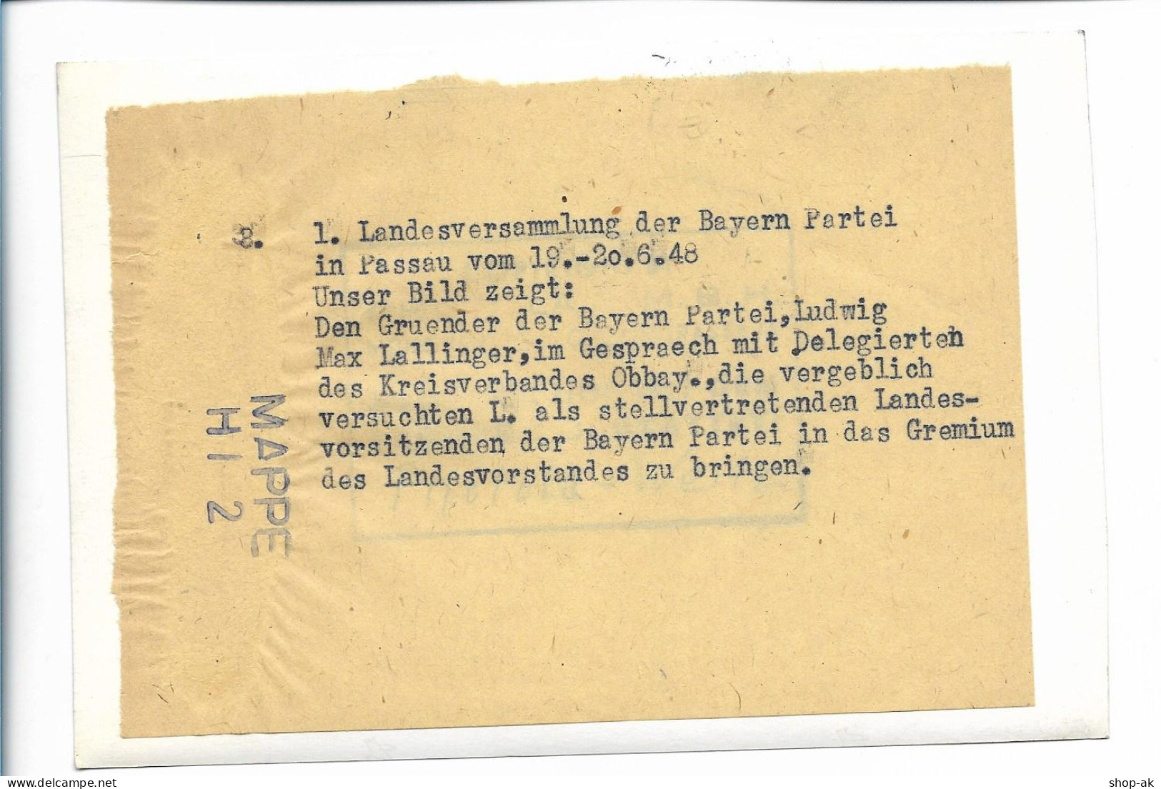 C5161/ 1. Landesversammlung Der Bayern-Partei In Passau 1948  Foto - Unclassified