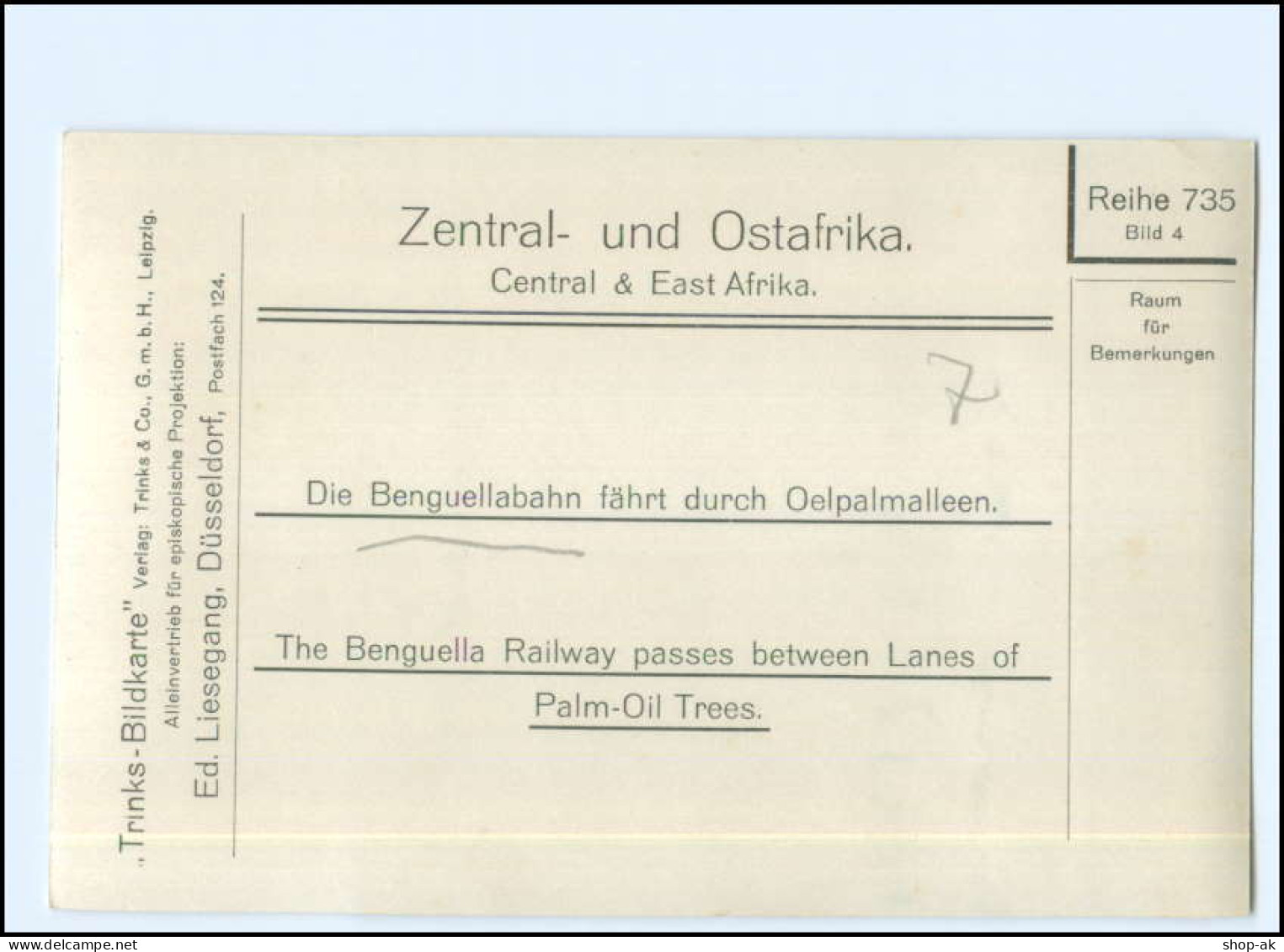 S3660/ Die Benguelabahn Angola  Trinks-Bildkarte  AK Format Ca.1925 - Non Classés