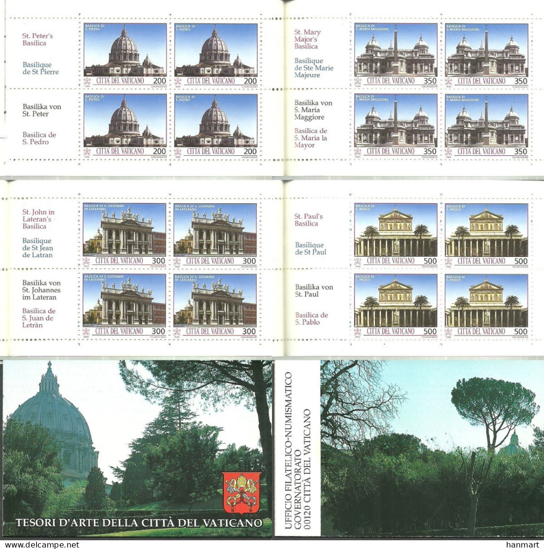 Vatican City 1993 Mi Mh O-4 MNH  (ZE2 VTCmhO-4) - Eglises Et Cathédrales