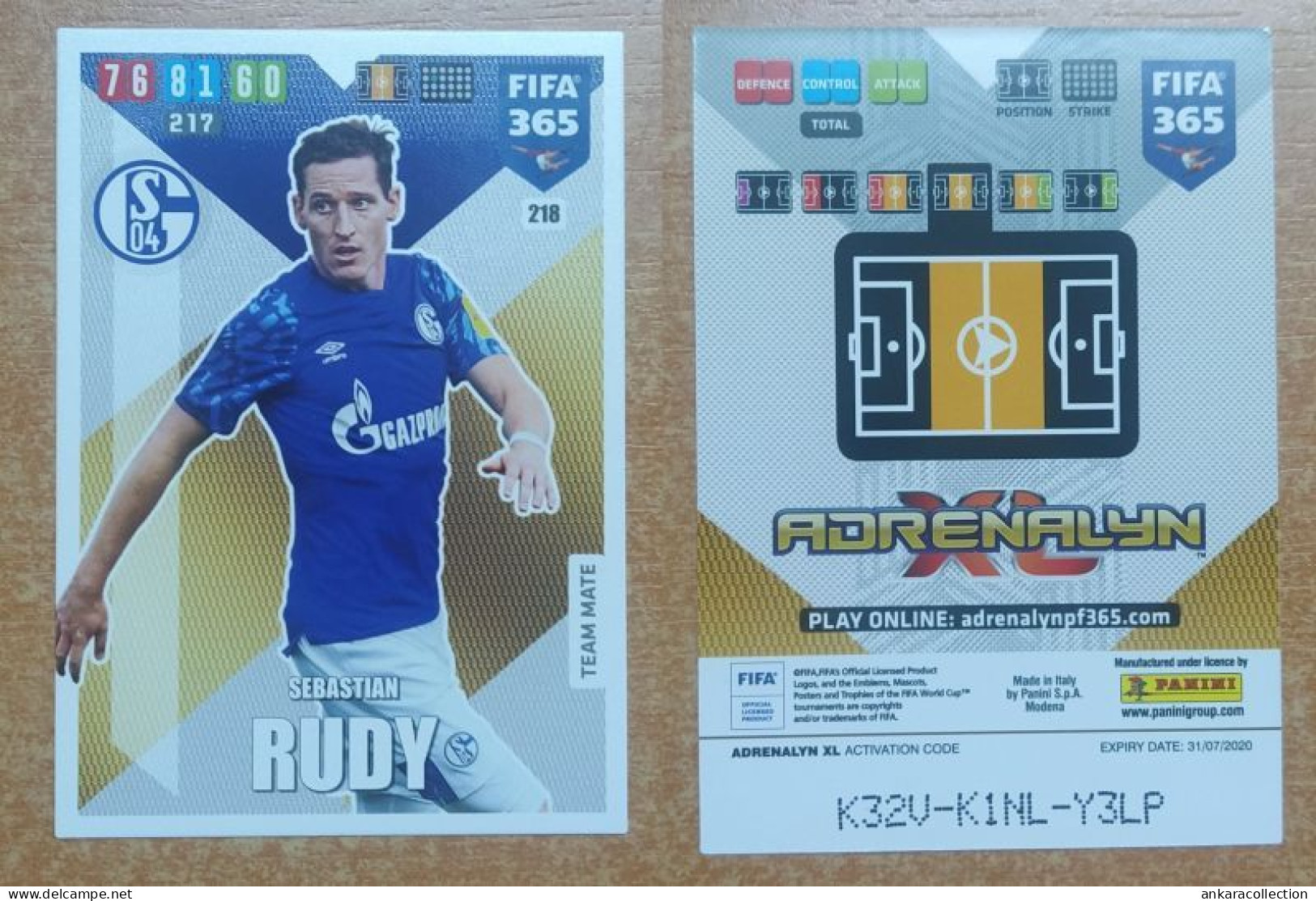 AC - 218 SEBASTIAN RUDY  FC SHALKE 04  PANINI FIFA 365 2020 ADRENALYN TRADING CARD - Trading-Karten