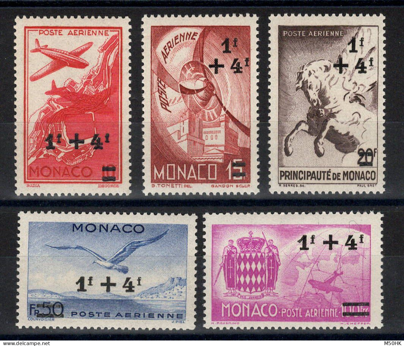 Monaco - YV PA 8 à 12 N** MNH Luxe , Cote 4 Euros - Poste Aérienne