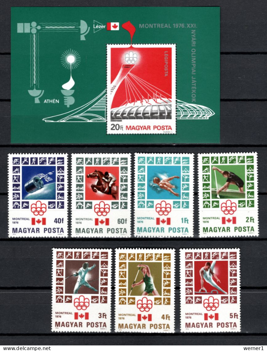 Hungary 1976 Space, Olympic Games Montreal Set Of 7 + S/s MNH - Europa