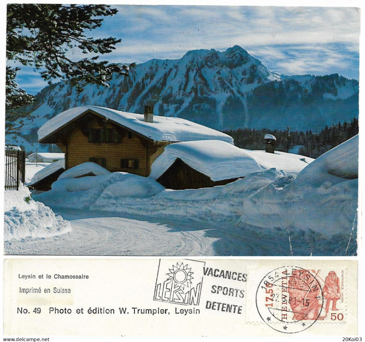 SUISSE 1981 Leysin Et Le Chamossaire, Timbre 27-3-81 HELVETIA_TTB - Leysin