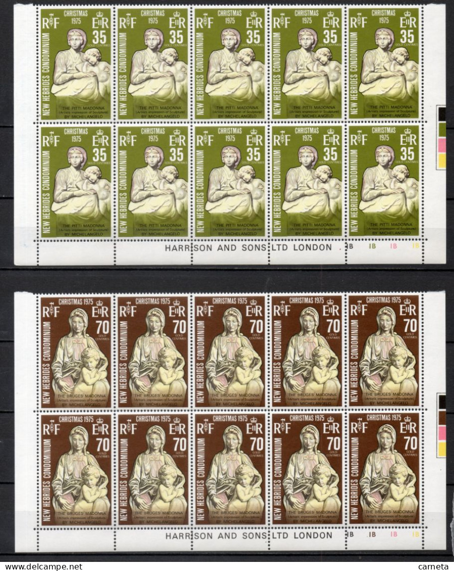 Nlles HEBRIDES  N° 421 à 423  BLOCS DE DIX TIMBRES  NEUFS SANS CHARNIERE  COTE  50.00€    NOEL SCULPTURE - Unused Stamps