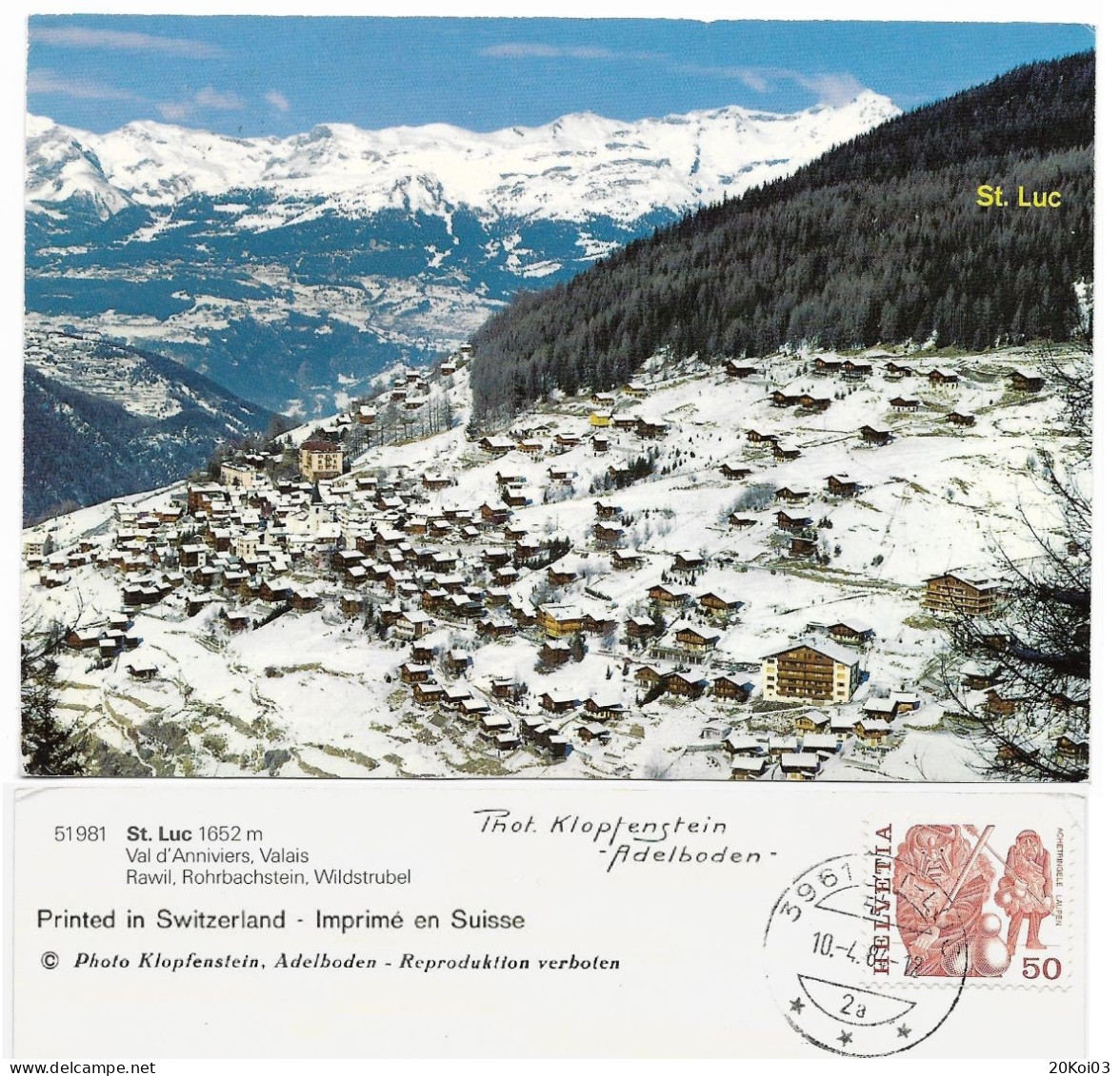 SUISSE 1984 St Luc 1652m Val D'Anniviers Valais Rawil_Rohrbachstein_Wildstrubel_HELVETIA 50_CPM-TTB - Saint-Luc