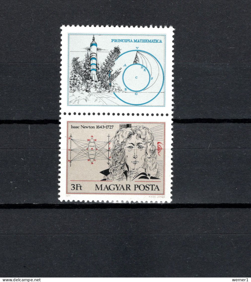 Hungary 1977 Space, Isaac Newton Stamp With Label MNH - Europe