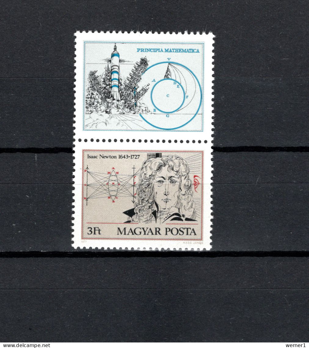 Hungary 1977 Space, Isaac Newton Stamp With Label MNH - Europa