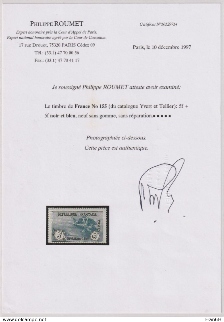 YT N° 148 à 155 Signés Roumet + Certificat - Neufs (*) - Cote 3300,00 € - Neufs
