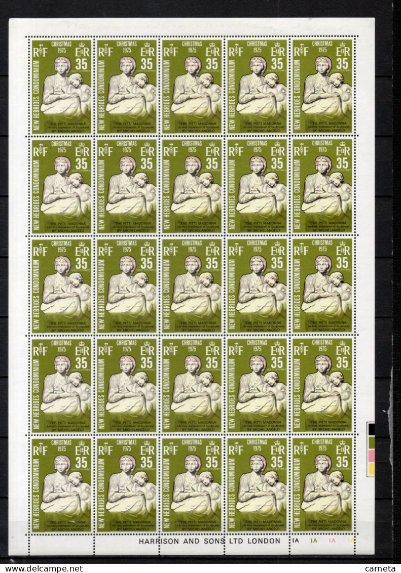 Nlles HEBRIDES  N° 421 à 423  PLANCHES DE VINGT CINQ TIMBRES  NEUFS SANS CHARNIERE  COTE  125.00€    NOEL SCULPTURE - Unused Stamps