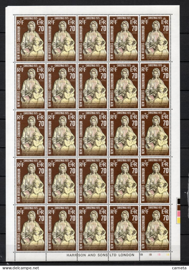 Nlles HEBRIDES  N° 421 à 423  PLANCHES DE VINGT CINQ TIMBRES  NEUFS SANS CHARNIERE  COTE  125.00€    NOEL SCULPTURE - Unused Stamps