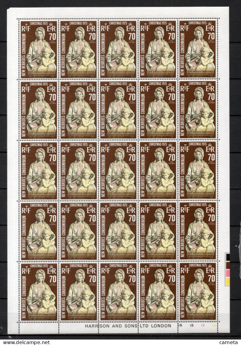 Nlles HEBRIDES  N° 421 à 423  PLANCHES DE VINGT CINQ TIMBRES  NEUFS SANS CHARNIERE  COTE  125.00€    NOEL SCULPTURE - Ongebruikt