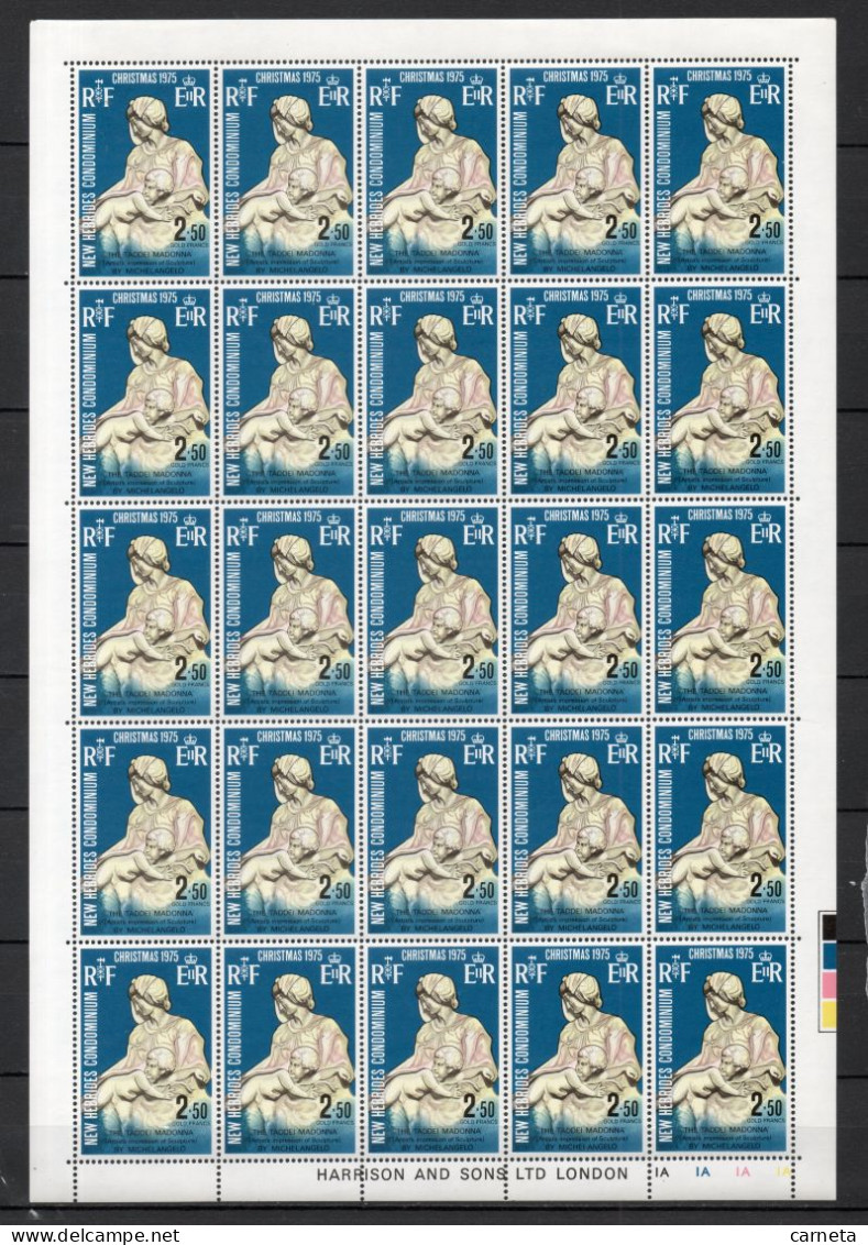 Nlles HEBRIDES  N° 421 à 423  PLANCHES DE VINGT CINQ TIMBRES  NEUFS SANS CHARNIERE  COTE  125.00€    NOEL SCULPTURE - Nuevos