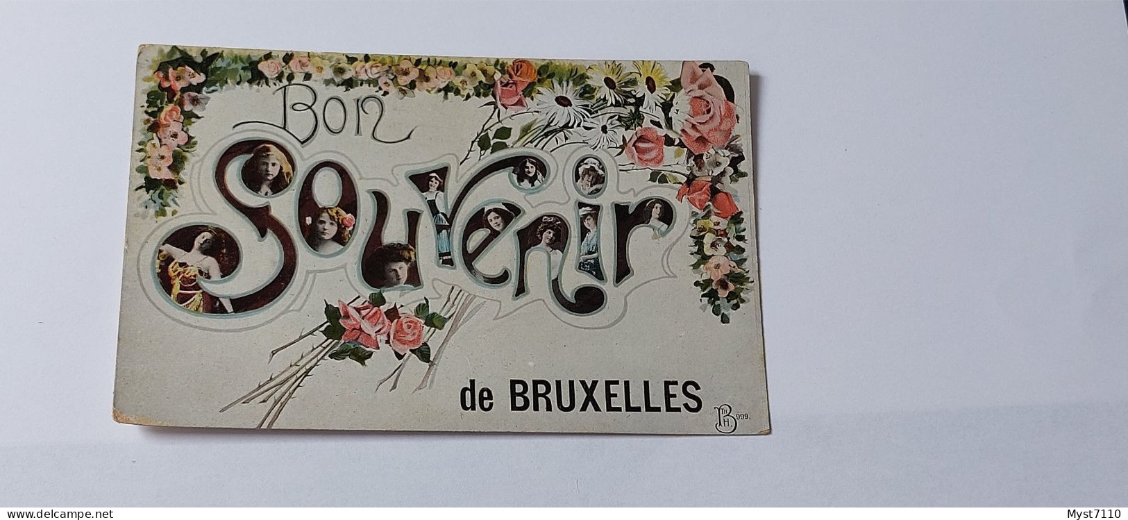 Cp Souvenir/Bon Souvenir De Bruxelles. Portrait De Femmes, Fleurs. - Gruss Aus.../ Gruesse Aus...