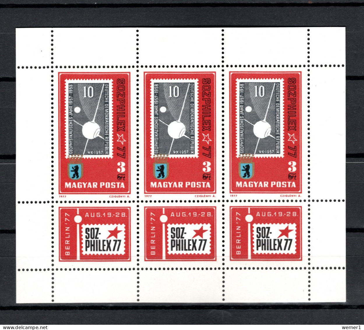 Hungary 1977 Space, Sozphilex 77 Berlin Sheetlet MNH - Europa